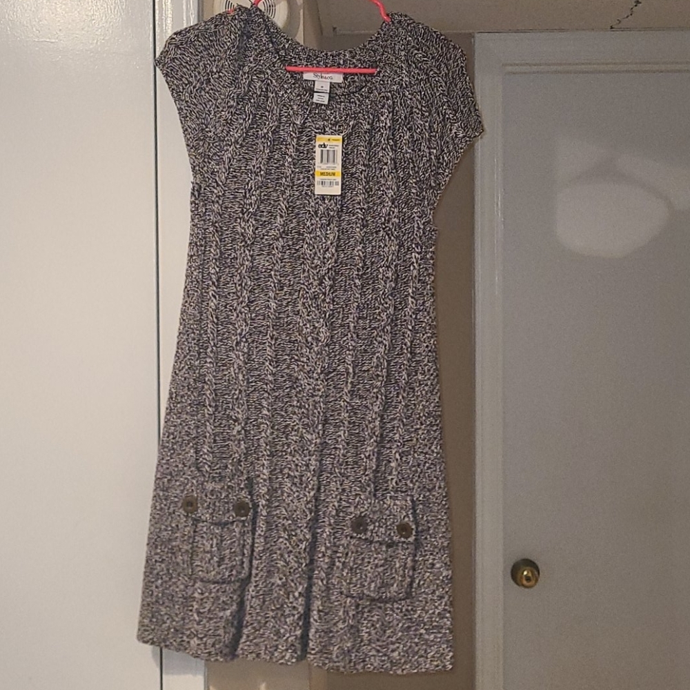 Style & Co. brown and white sweater dress